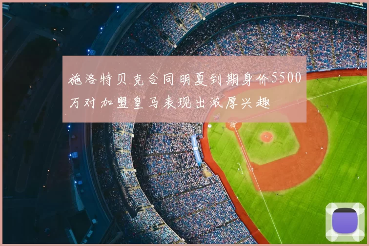 施洛特贝克合同明夏到期身价5500万对加盟皇马表现出浓厚兴趣